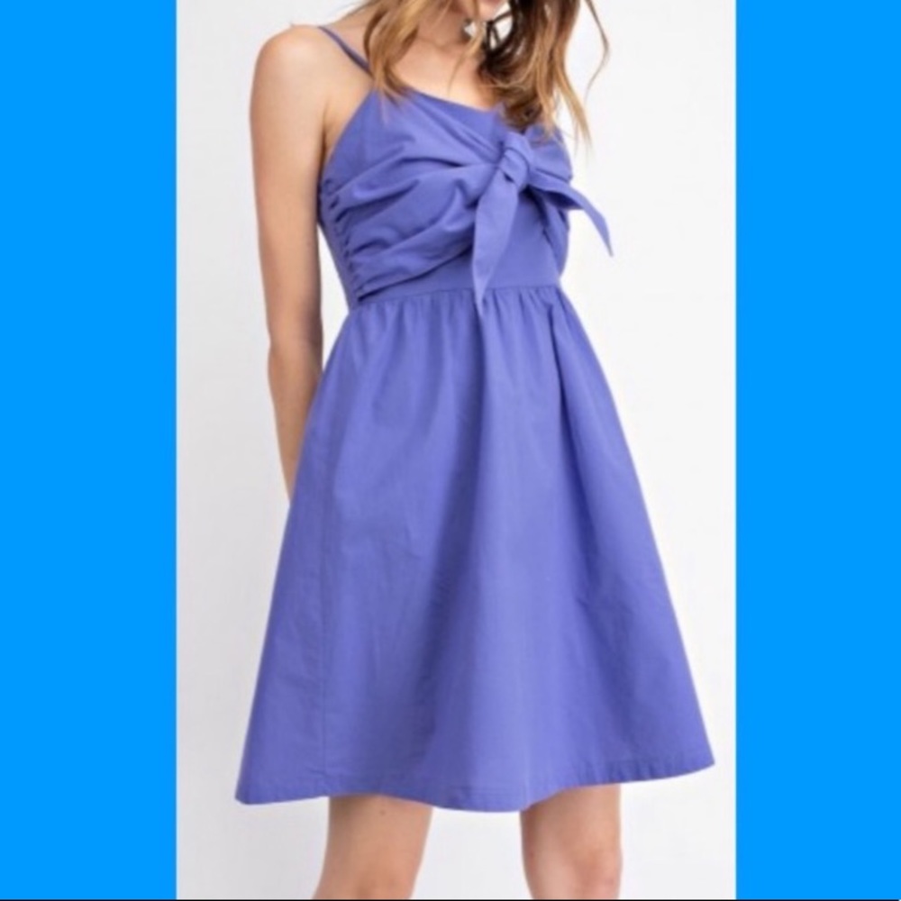 Paris Blue Mini Dress w Front Tie NWT